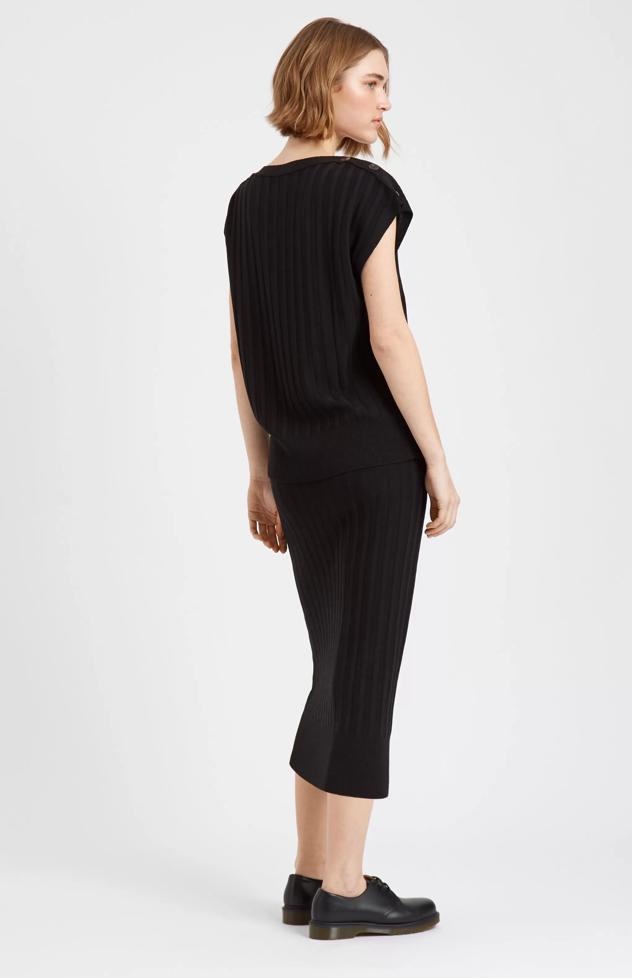Flash Sale Women's Long Ribbed Merino Skirt In Black Men/Women Merino