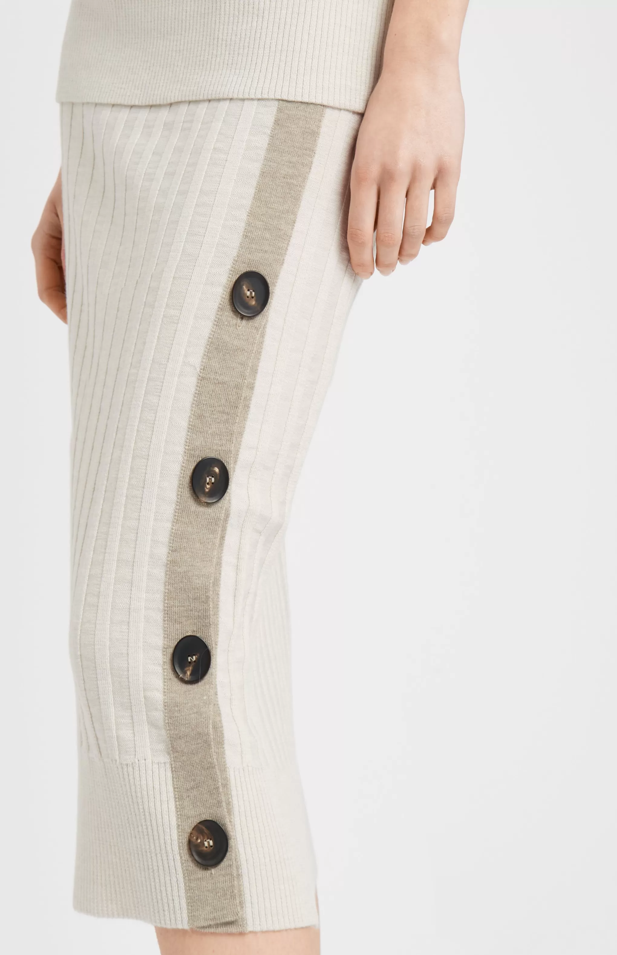 New Women's Long Ribbed Merino Skirt In Natural Men/Women Merino