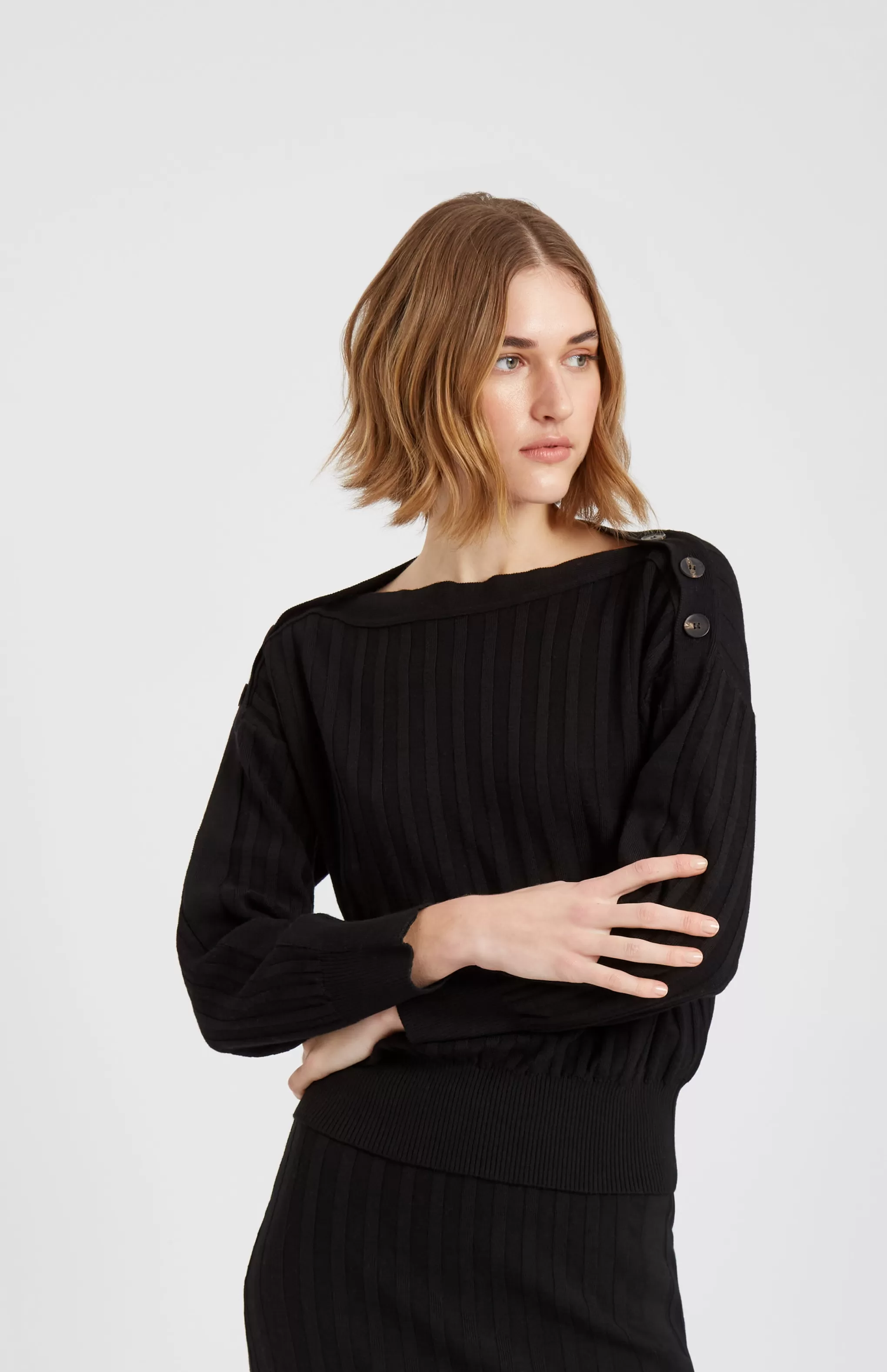 Flash Sale Women's Round Neck Merino Jumper In Black Men/Women Merino