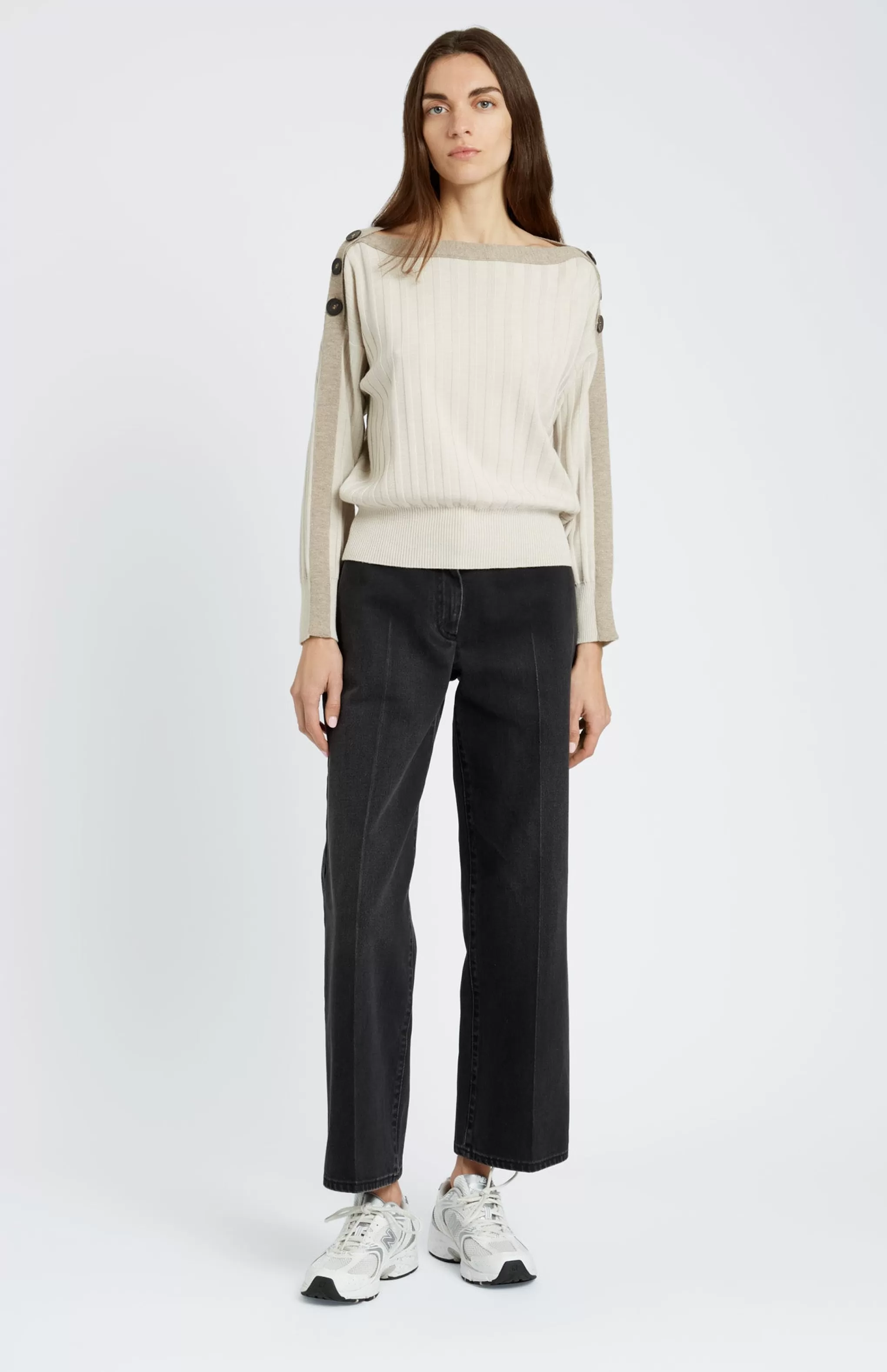 Online Women's Round Neck Merino Jumper In Natural Men/Women Light Weight Knits