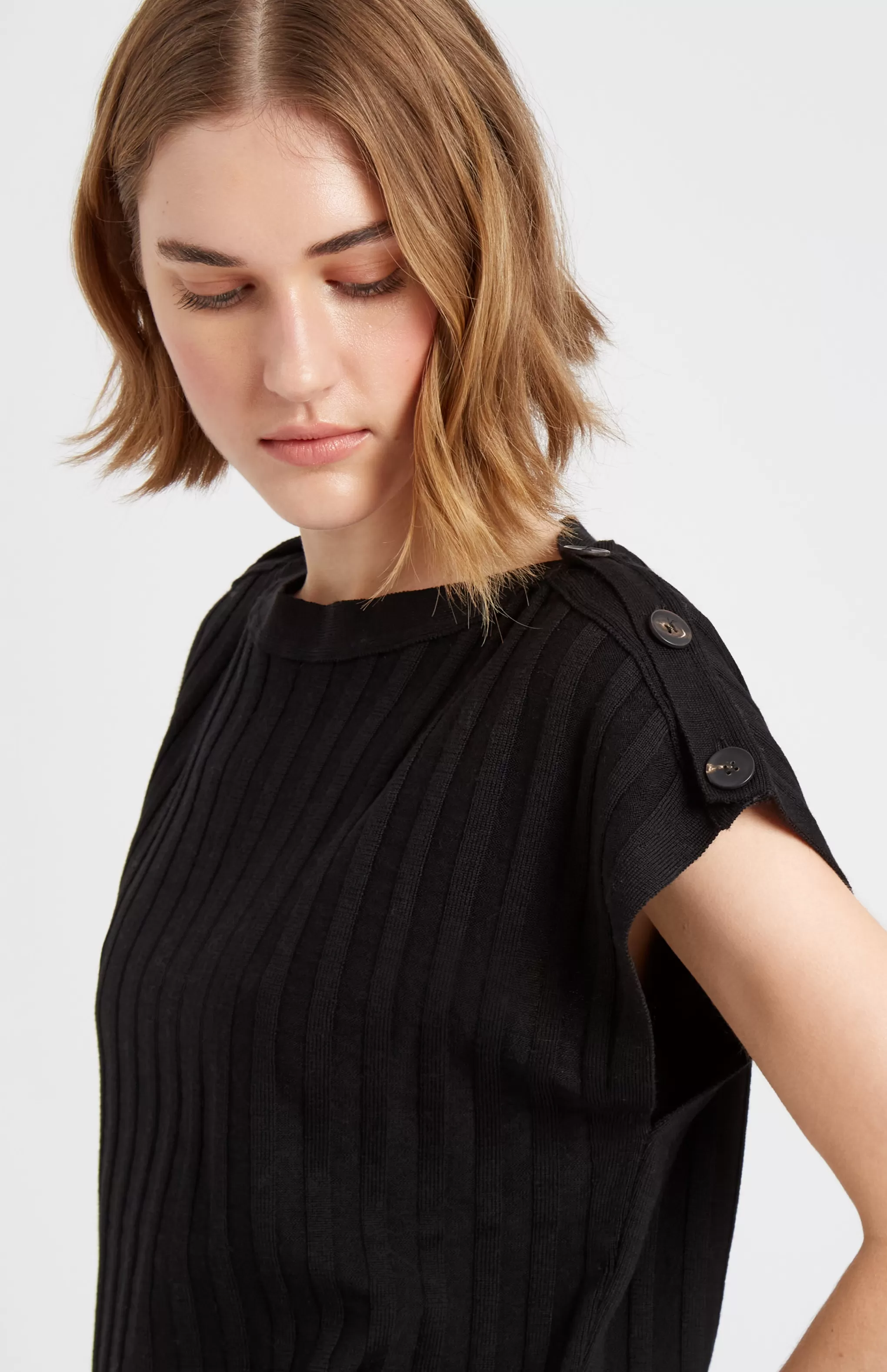 Hot Women's Round Neck Merino Sleeveless Jumper In Black Men/Women Merino