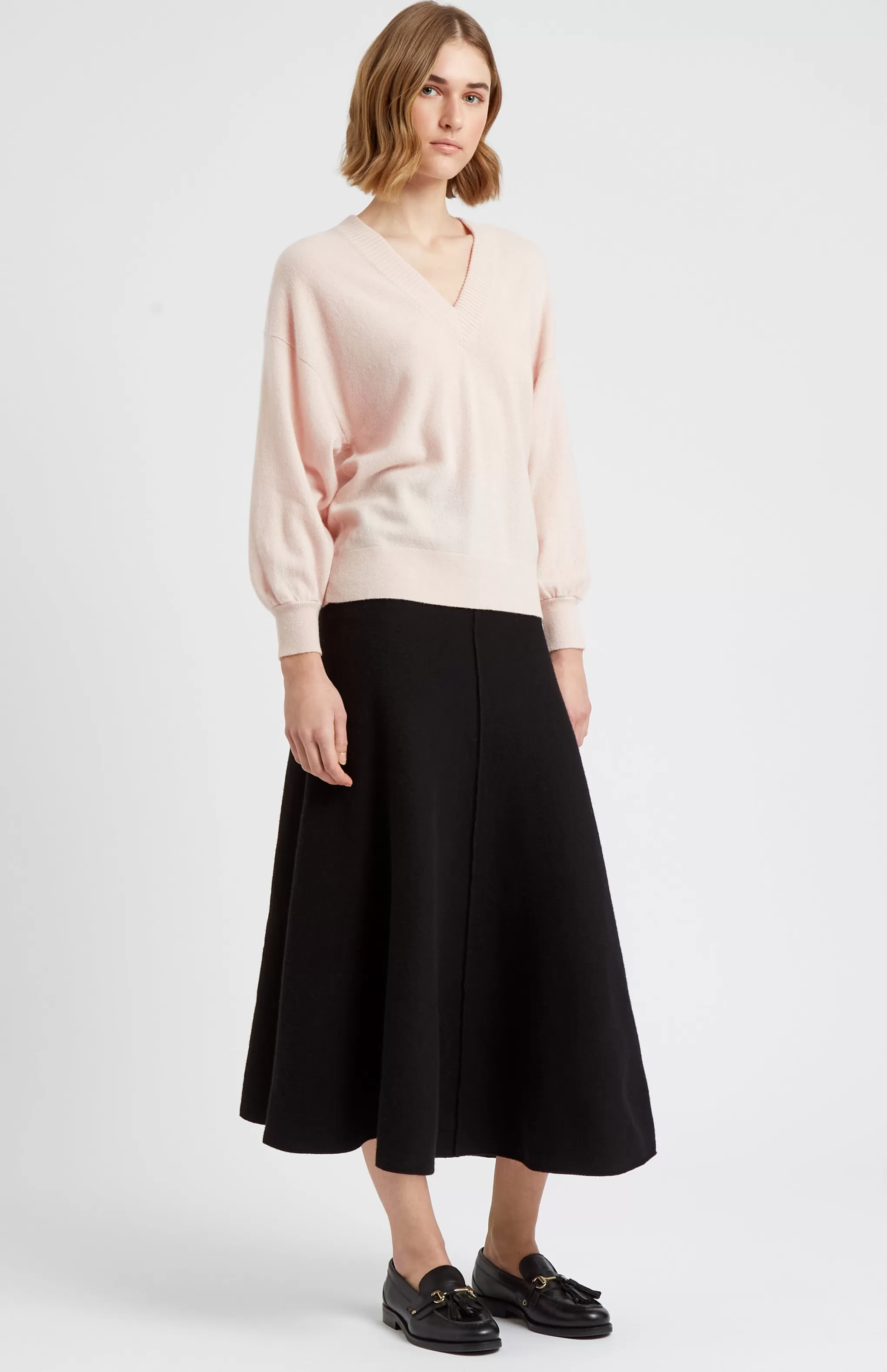 Best Sale Women's V Neck Cashmere Jumper In Pastel Pink Men/Women Cashmere