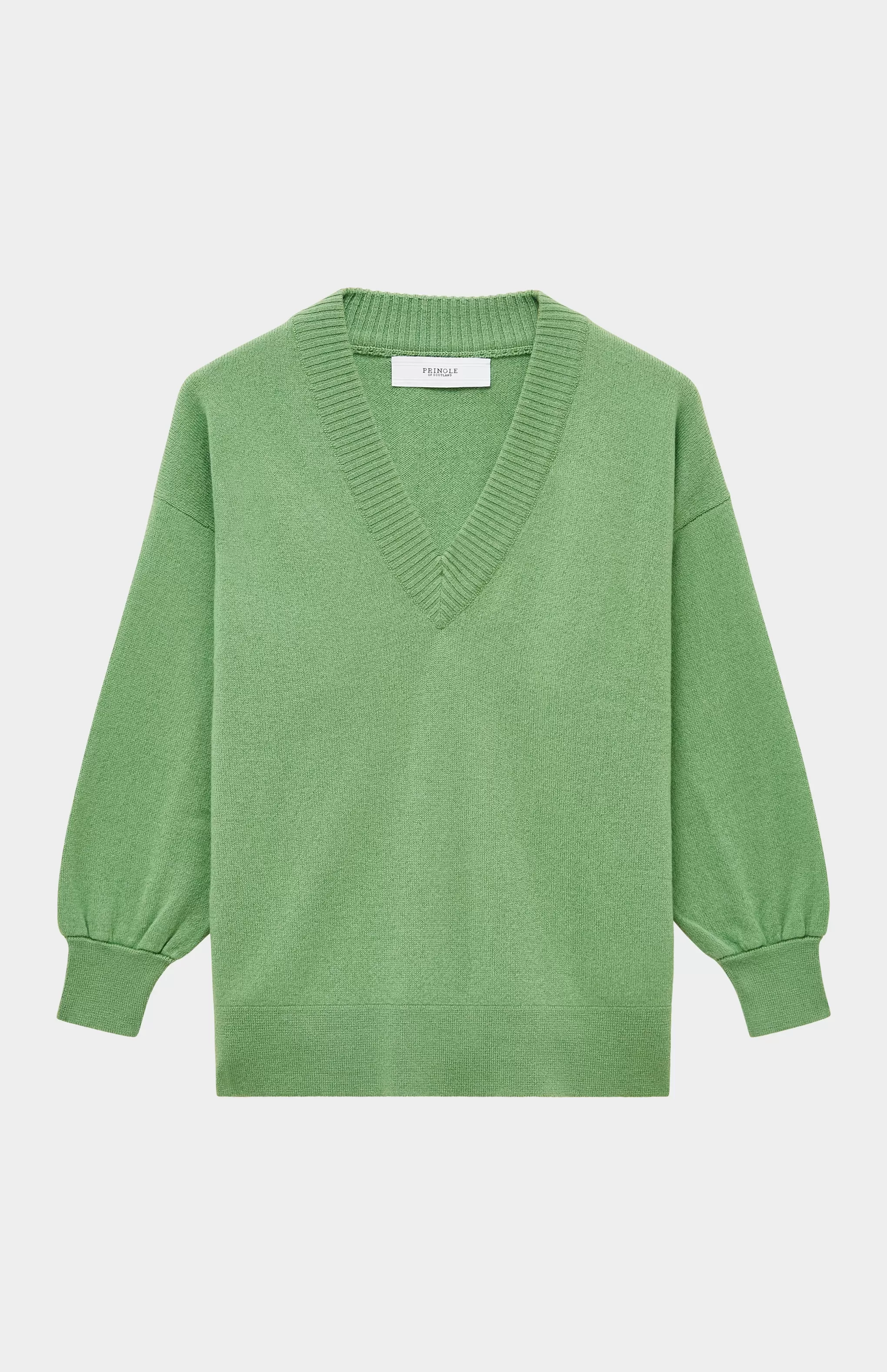 Clearance Women's V Neck Lightweight Cashmere Jumper In Wood Sage Men/Women Made in Scotland
