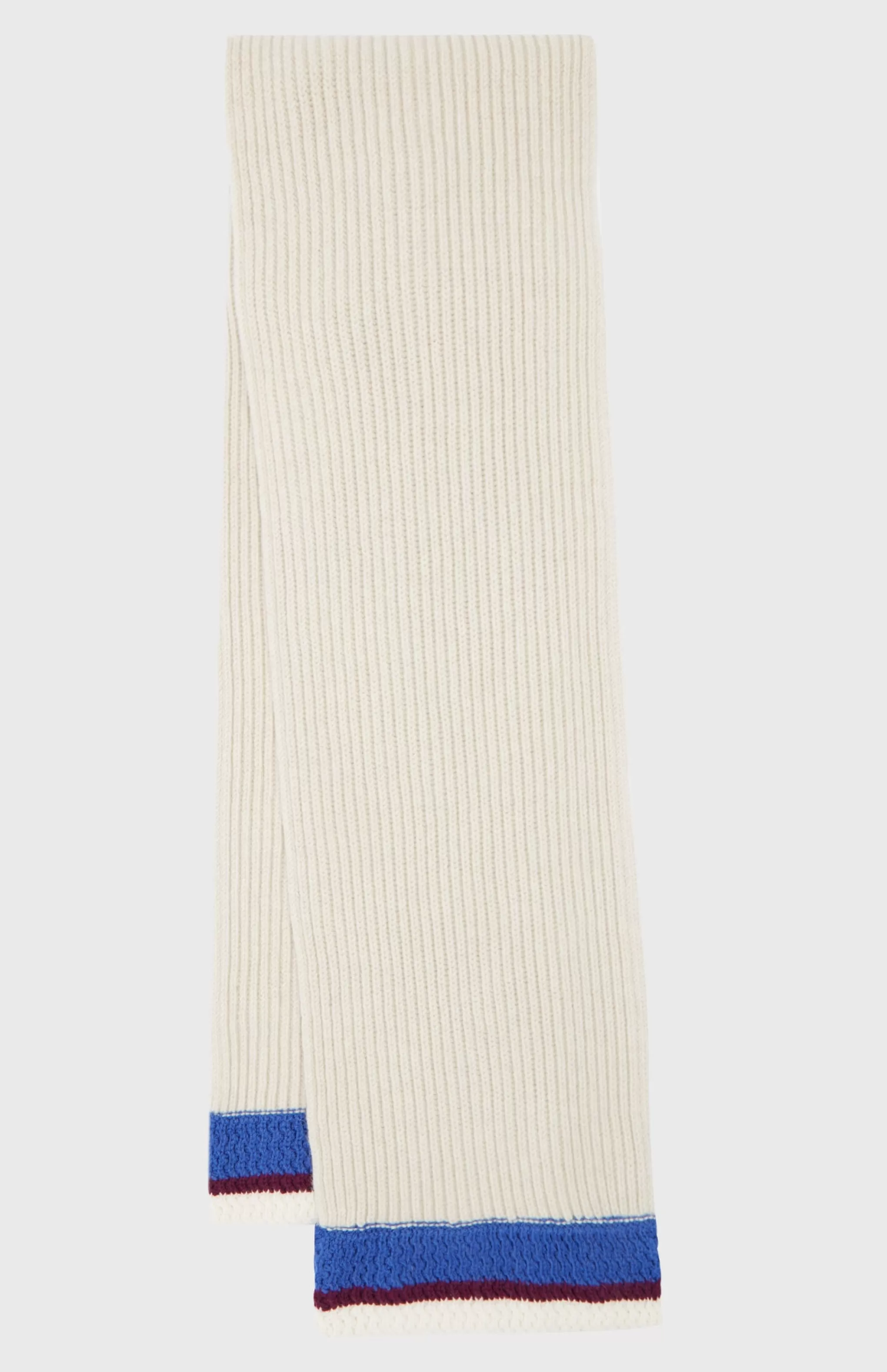 Store Wool Cashmere Blend Scarf With Allover Chunky Cardigan Rib In Almond Men Made in Scotland