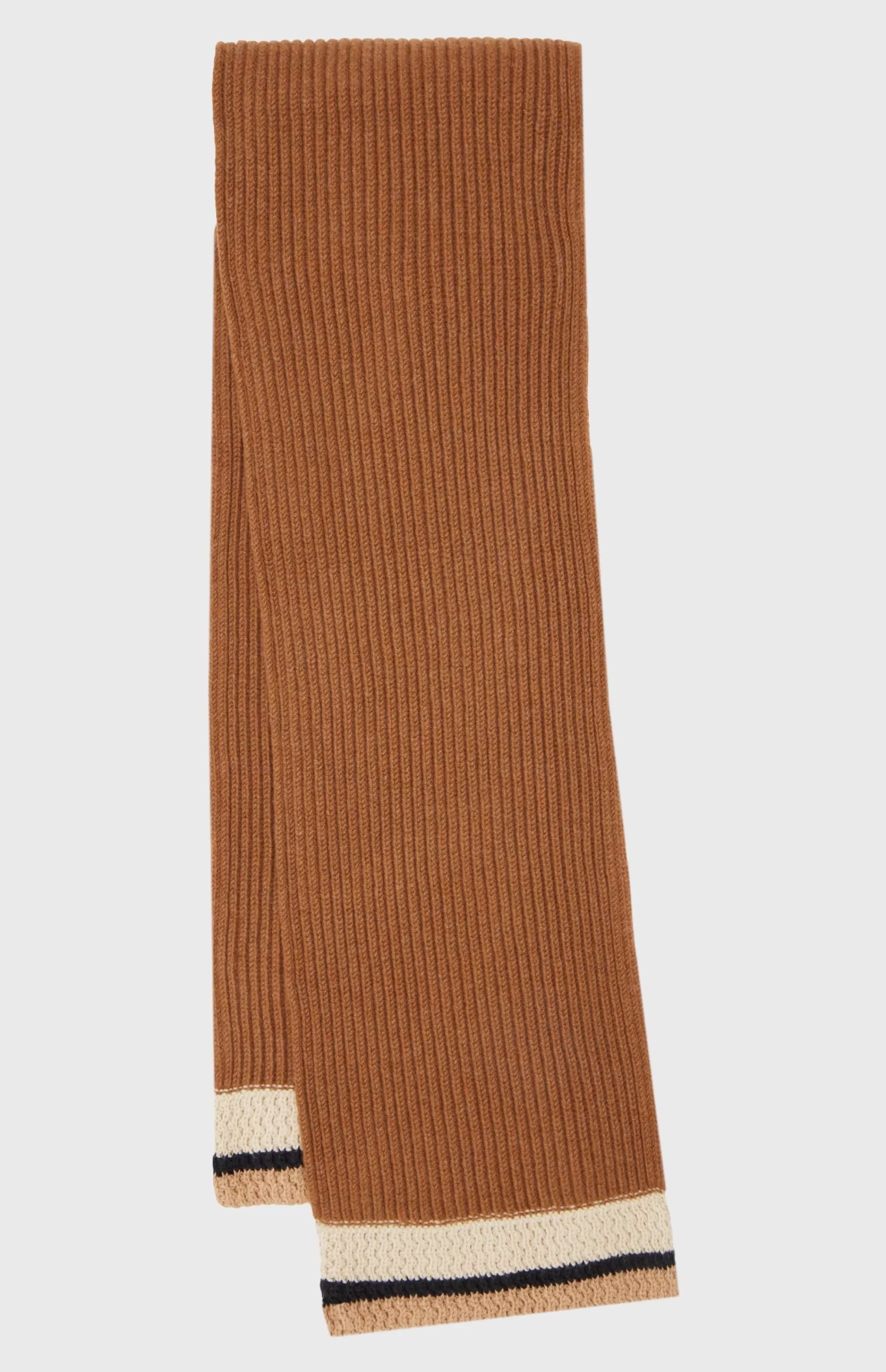 Best Wool Cashmere Blend Scarf With Allover Chunky Cardigan Rib In Vicuna Men/Women Made in Scotland