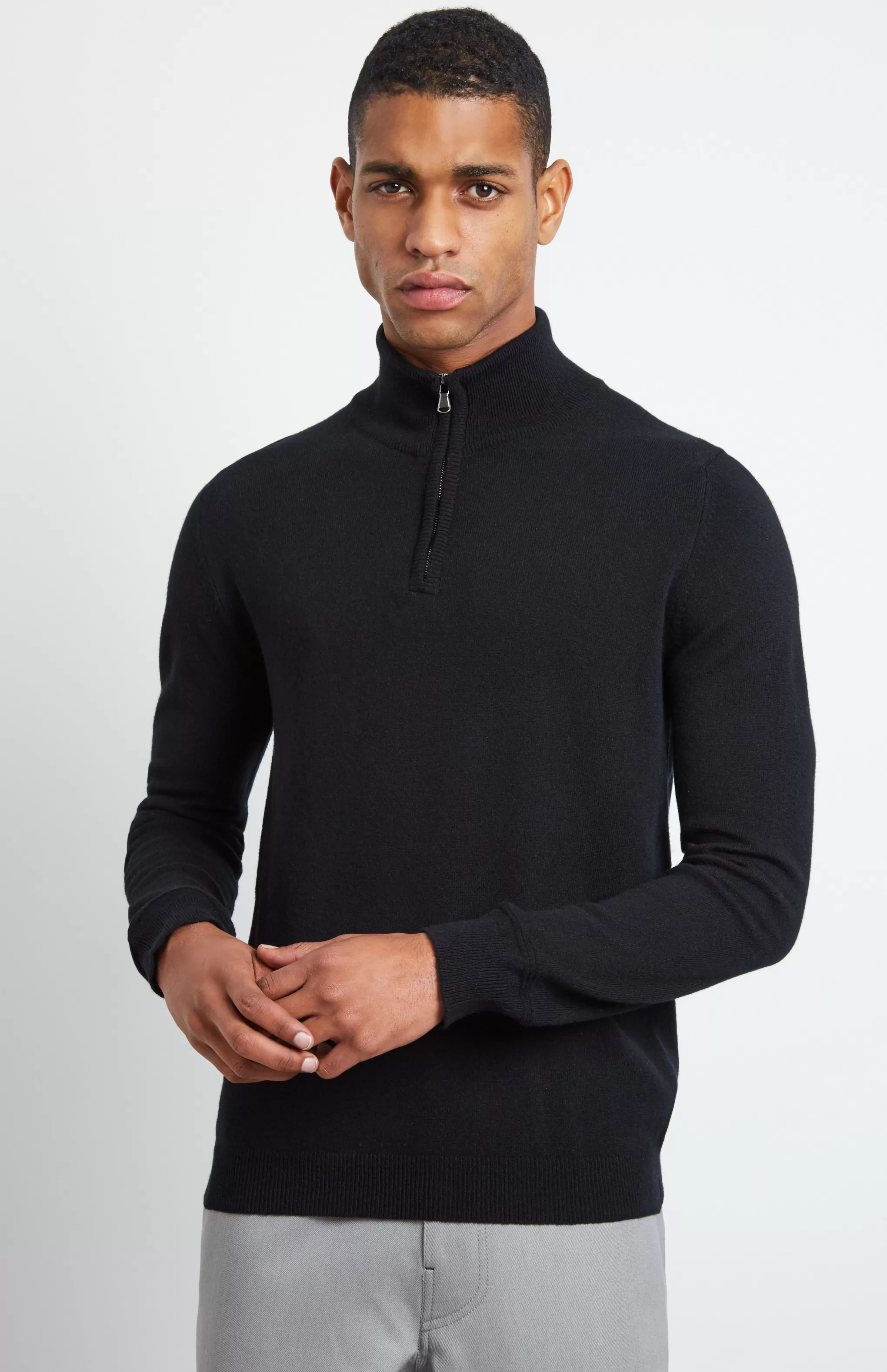Best Zip Neck Cashmere Jumper In Black Men Cashmere