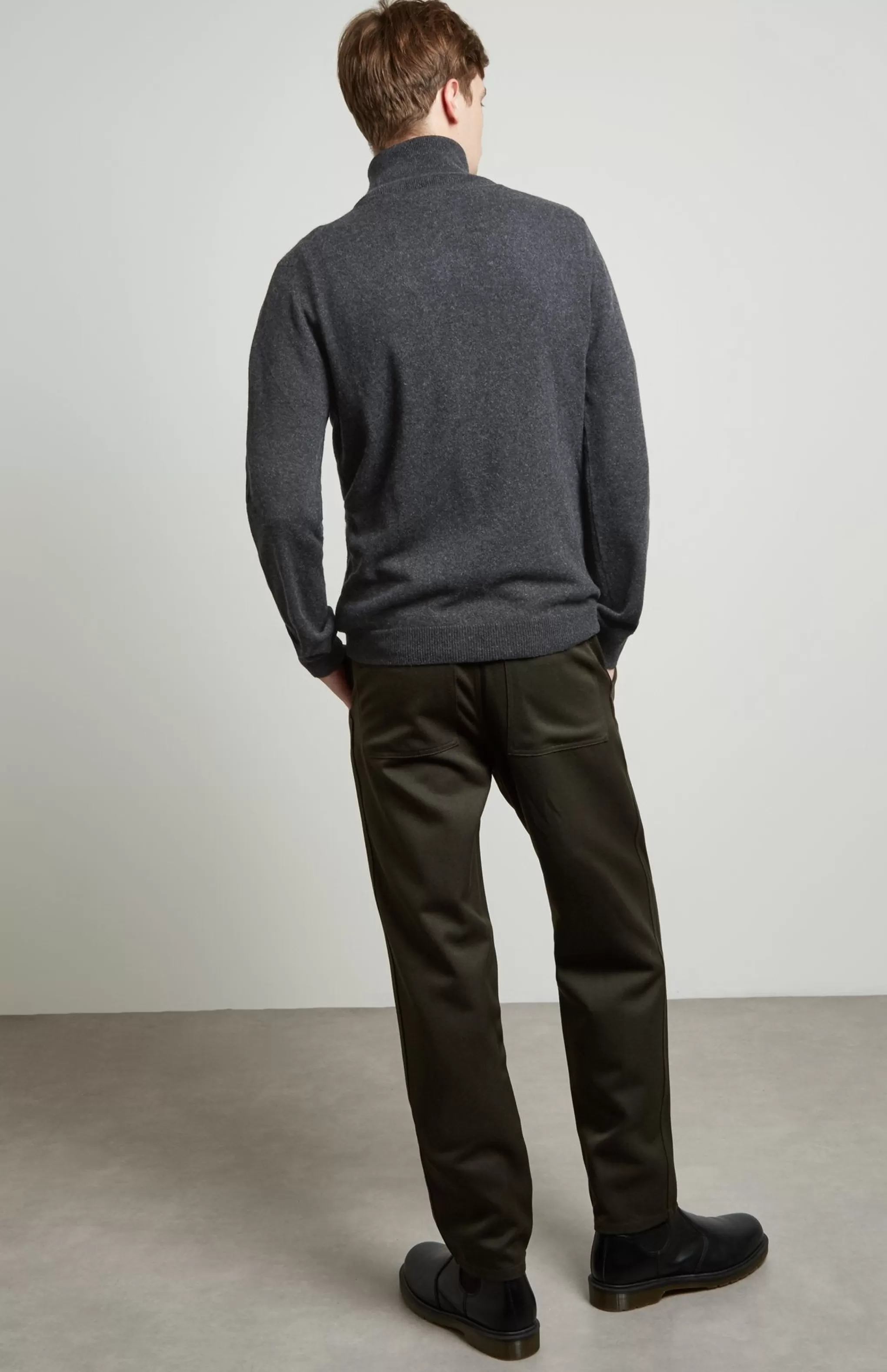 Best Sale Zip Neck Cashmere Jumper In Grey Men Jumpers